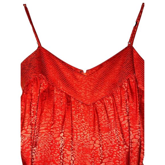 Saylor Red Orange Jacquard Jumpsuit Spaghetti Strap‎ Wide Leg XS Formal Wedding - Picture 7 of 12